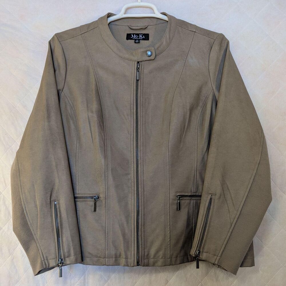 MO‑KA by Santa Fe Apparel Tan Faux Leather Jacket Women’s 2XL